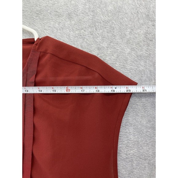 J.Crew Women's Keyhole Burnt Orange Cap Sleeve Blouse Pleated Size 00 - Picture 8 of 12